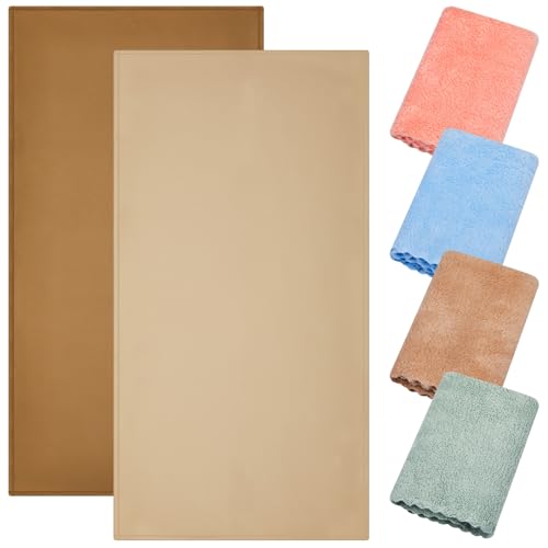 Image of Wenqik 2 Pcs Baby Portable Changing Pad Wipeable Foldable Changing Mat Multipurpose Diaper Changing Pad Liner with 4 Washcloths Towels for Toddler Infants Travel Shower Gifts, 16 x 30 Inch