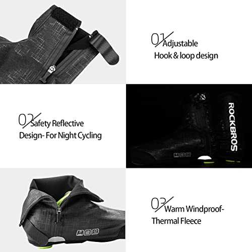 Rockbros Cycling Shoe Covers Biking Shoes Windproof & Water-Resistant Shoe Covers Thermal Warm Full Cycling Overshoes For Men Women Black #TOP5
