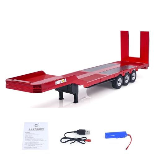 Wheelfun HUINA 1501 - Semi-remorque en plastique à base plate 1502 pour 1/18 avec télécommande pour tracteur, camion, jambes de support électronique,...