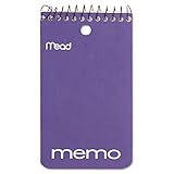 Mead 45354 Memo Book, 3 X 5 in. 60 Sheets, Colors May Vary (Pack of 72)