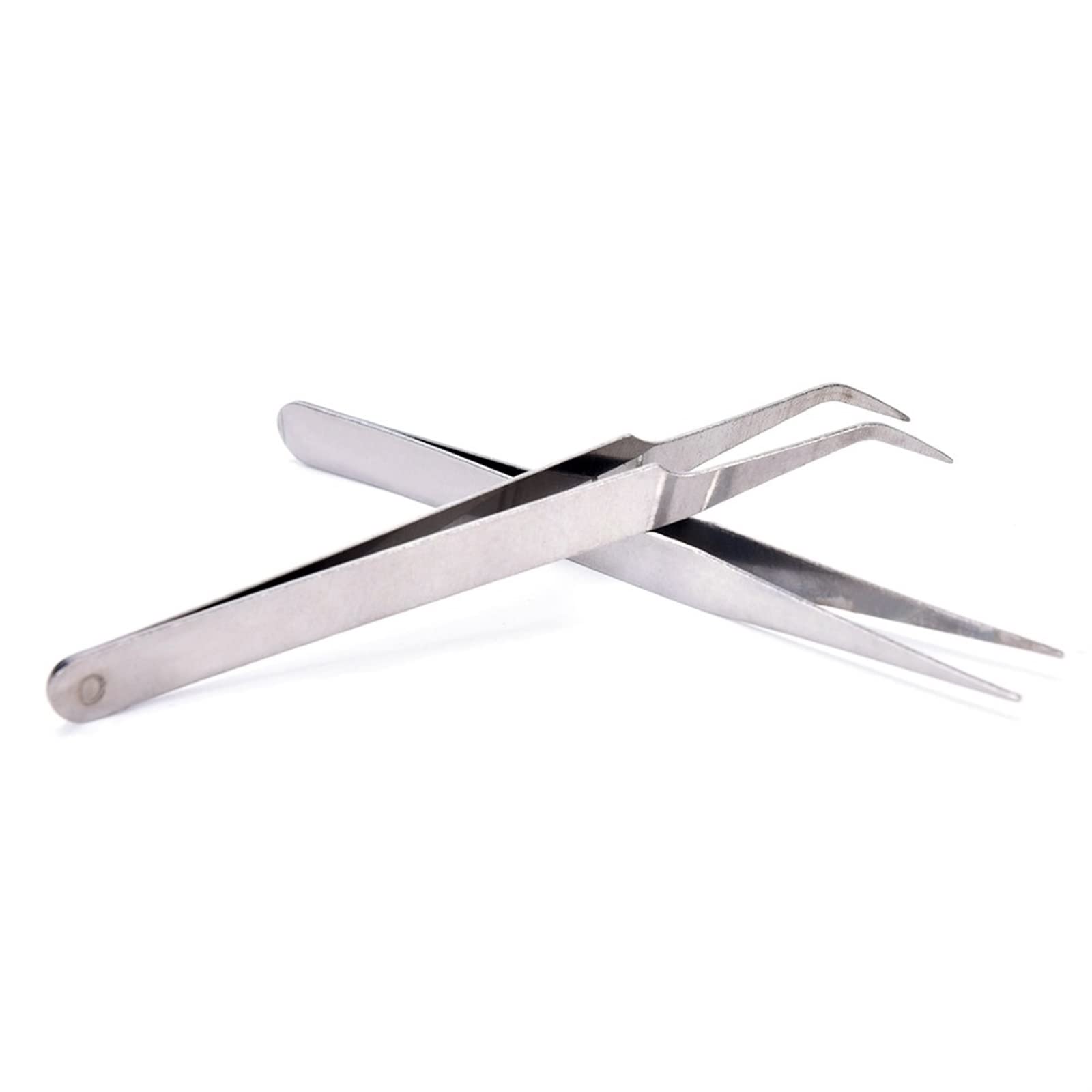 JINGYAN Pęsety Stainless steel tweezers, with non slip groove nail tool(Silver2)