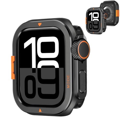 YUANHONG for アップルウォッチ カバー 49mm/46mm/45mm/44mm 亜鉛合金素材 瞬時にApple Watch Ultraに変身する 一体型 apple watch カバー+背面ケースの2 in 1デザイン 耐衝撃 series ultra3/ultra2/ultra /11/10/9/8/7/SE3/SE2/SE/6/5/4(9/8/7,45mm,ブラック)