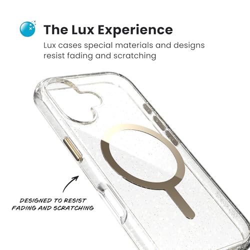 Image of Speck Presidio LUX for iPhone 17 Case, MagSafe-Compatible, Slim Protective Case, Glitter /Gold Metallic