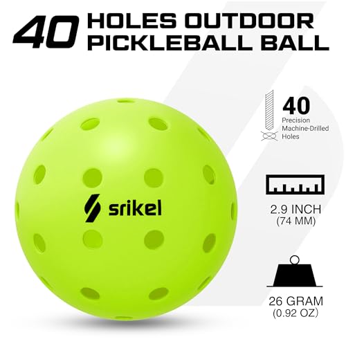 image for Srikel Outdoor Pickleballs - USAPA Approved Pickleball Balls, Seamless