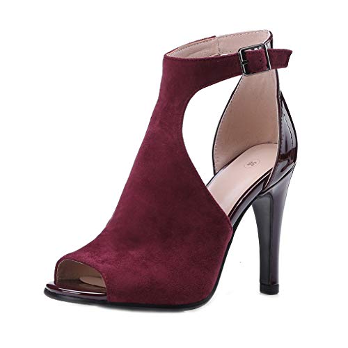 MIOKE Women's Sexy Stiletto High Heel Sandals T-strap Peep Toe Cutout Ankle Strap Party Dress Pump Shoes