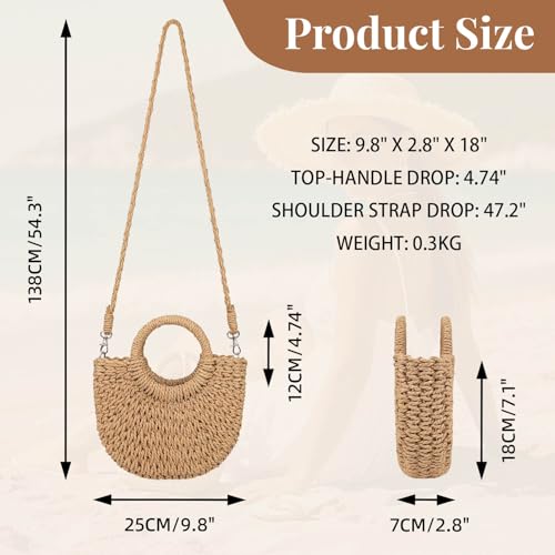 Bolso Tote de Paja YouNuo para Mujer miniatura 4