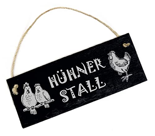 Hühnerstall Schild Schiefer graviert - Stall Türschild zum Anhängen Eingang Hühner Hühnerdekoration 22 x 8 cm