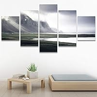 SIGNWIN 5 Panel Canvas Wall Art Modern Art Dramatic Farmhouse/Country Mountain Multicolor Nature Photography for Home Decorations Ready to Hang - 60