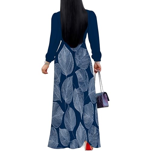 Image of PinkPatty Plus Size Dresses for Curvy Women V Neck Flowy Long Sleeves Wrap Maxi Dress Travel Vacation Outfits