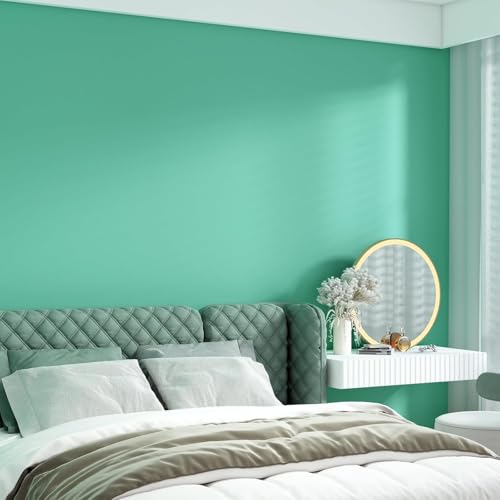 Image of Cyan Solid Matt Peel and Stick Wallpaper Contact Paper Wallpaper Modern Self Adhesive Wallpaper Decorative Removable 2 x 6 Feet