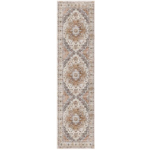 Madane Runner Rug 2'6''x8' Kitchen Runner, Hallway Runner Printed Vintage Washable Rugs Soft Non-Slip Low Pile 2.5x8 ft Runners for Hallways Laundry Room Rug Distressed Rug, Turmeric/Grey