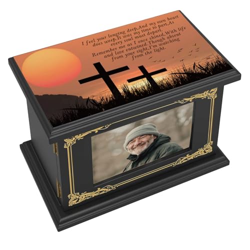 Cremation Urn for Ashes Adult Male Female Wooden Picture Frame Urns Large Funeral Memorial Decorative Burial Urn Box and Casket for Ashes Men Women Pet Cat Dog