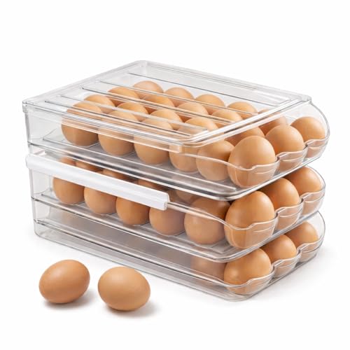 Homediea Egg Holder for Fridge with Rolling Auto Dispense, Egg