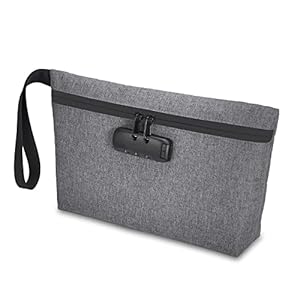 Brifit Security Smell Proof Bag with Combination Lock, 13 x 8 Inches Waterproof Money Bag, Men & Women’s Smell Proof Pouch, Portable Carry Handle Bag for Cash, Travel, Bank Deposits, Credit Cards