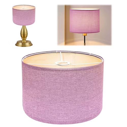 Paralume in tessuto di lino, realizzato a mano, per lampada da terra, lampada a sospensione e lampada da tavolo, attacco E27, luce antiriflesso, diametro 30 cm x altezza 20 cm (rosa)