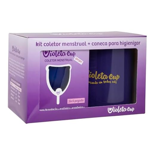 Violeta Cup Kit Coletor Menstrual Sport Cor Azul Tipo A + Caneca Higienizadora Azul