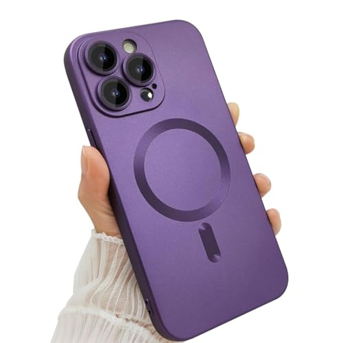 Image of DIZORO Magnetic Case for iPhone 13 Pro Max Cover [Compatible with MagSafe][Built-in Camera Lens Protector] Slim Soft Silicone Bumper Shockproof Metallic Luster Back Cover Phone Cases (Deep)