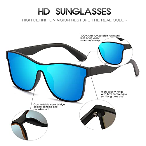 Image of DUBERY Fashion Polarized Sunglasses for Women Men 100% UV Protection Trendy Siamese Lens Shades D8030