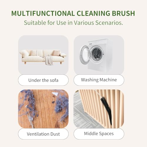 Image of BRUSH FAMILY Dryer Lint Brush Vent Cleaner Refrigerator Coil Cleaning Brushes Clothes Trap Duct Remover, Hard Bristle Crevice Cleaning Brush, Washing Machine Cleaning Tools For Household,Wooden