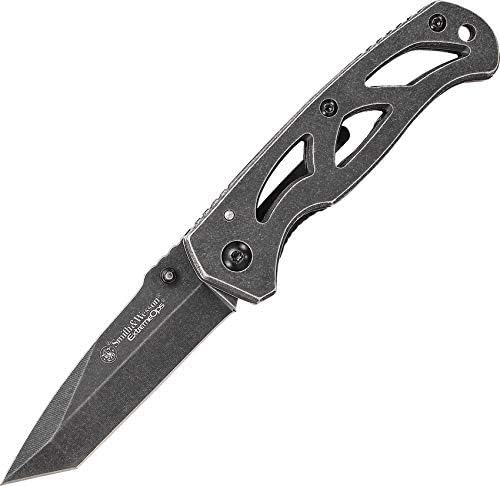 Smith & Wesson ExtremeOps CK404 6.23in High Carbon S.S. Folding Knife with 2.65in Tanto Blade and Stainless Handle for Outdoor, Tactical, Survival and EDC
