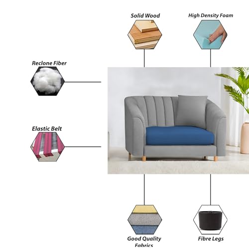 Image of Doraldo Seater Sofa Set for Living Room (Blue Grey) Premium Fabric Sofa Set