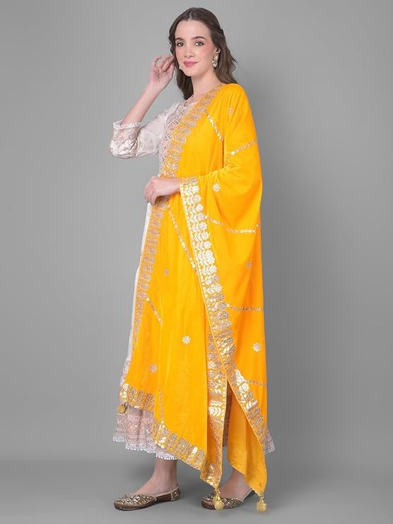 Women's Striped Gota Patti Work Velvet Fancy Dupatta Chunni,Dupatta, Stole4