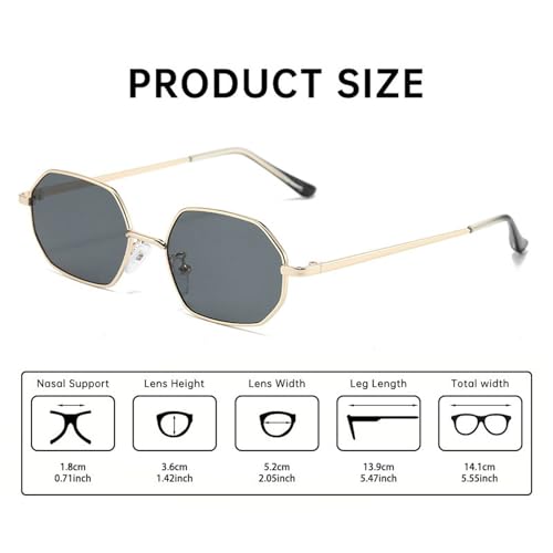 Trendy Metal Polygonal Sunglasses for Women Men Gold Vintage Irregular Shades Small Retro Hexagonal Sun Glasses4