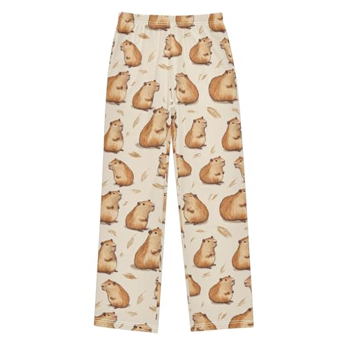 Boys' Pants Brown Capybaras Long Bottoms Jogger Pants Elastic Waist Trousers with Pockets S-XL