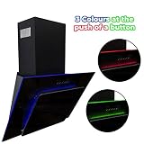 SIA AGE61BL 60cm Black Angled 3 Colour Edge Lit Cooker Hood Extractor Fan