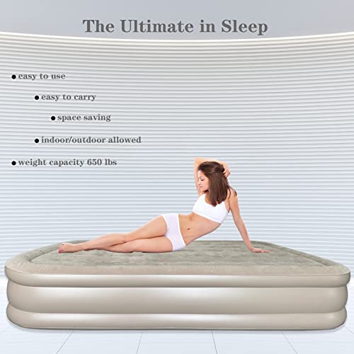 Queen Air Mattress With Built In Pump,Usb Electric Pump With Blow Up Mattress For Home,Camping&Travel,80X60X16In,650Lb Max-Queen Size #TOP5
