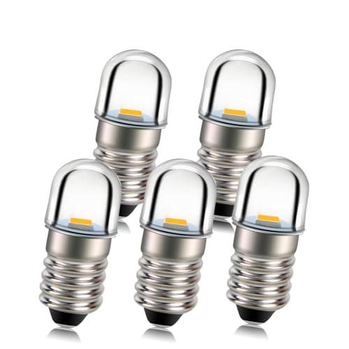 Ruiandsion 5 Stück E10 Sockel LED Lampe 1W 6V Warmweiß Taschenlampe...