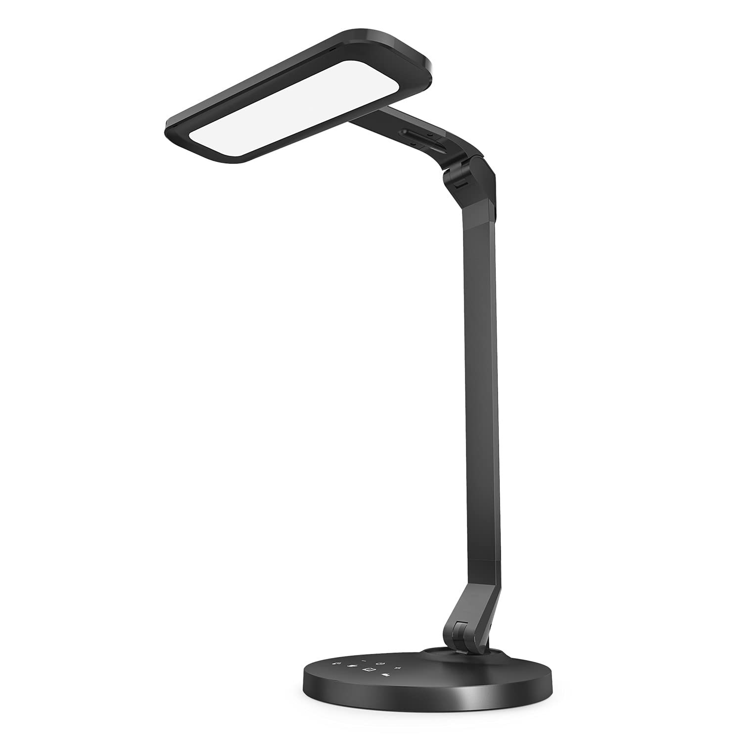 LED Desk Lamp, Dimmable Piano Light, Eye-Caring Table Lamp with USB Charging Port, 4 Color Modes & 4 Brightness Levels,1 Hour Timer for Reading, Study, Working, Black, DL27