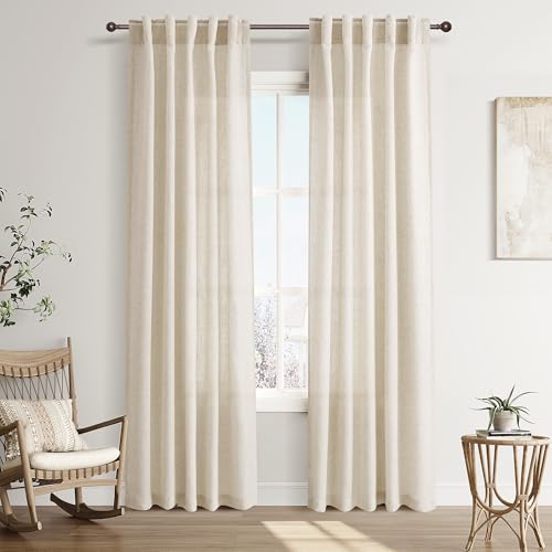 Image of Joywell Linen Curtains 40x90 Inches Long for Living Room Linen
