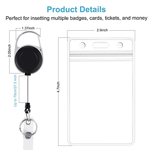 Abeyath Retractable Badge Holders With Carabiner Reel Clip And Style Clear Id Card Holders, 27.5 Inches Pull Cord 2Pcs (Vertical) #TOP2