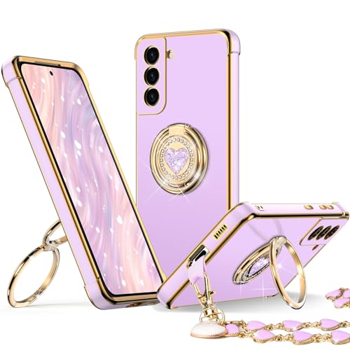Coque Samsung Galaxy S22 Plus violette à motif cœur pour filles