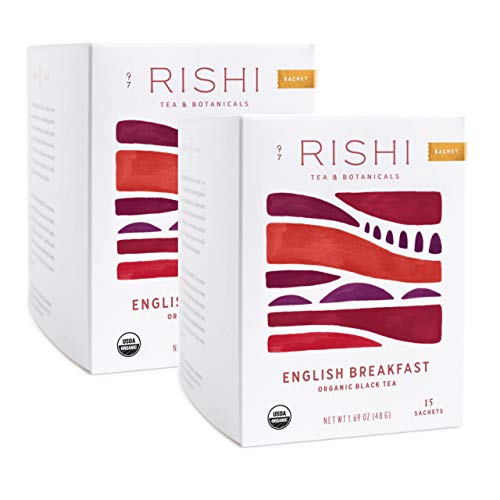 Rishi Tea English Breakfast Herbal Tea | Immune & Heart Support, USDA Certified Organic Black Tea, Caramel Sweetness, Antioxidant Rich | 15 Sachet Bags, 1.69 oz (Pack of 2)
