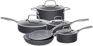 Bialetti 10 Piece Ceramic Pro Hard Anodized Nonstick Cookware Set, Gray