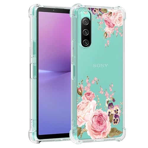 Sailundeng Coque pour Xperia 10 V, Étui pour Sony 10V XQ-DC72 Coque Fine Antichoc et Transparente avec Motif Floral, en TPU Souple protéger Votre Cover pour...