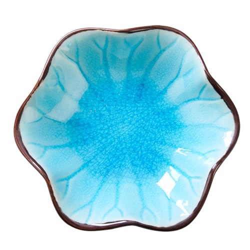 JAMEND CLXP Ice Cracking Leaf Jewelry Dish, Decorative Ring Holder Small Trinket Tray Bowl, Gifts for Daughter Mom Friends, Lake Blue.