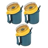 SUPVOX Tazas para Desayuno y Sopa 3 Unidades 500 Ml Tapa y Cuchara, Recipiente Plástico para Microondas Azul, Uso Portátil y Comidas Calientes