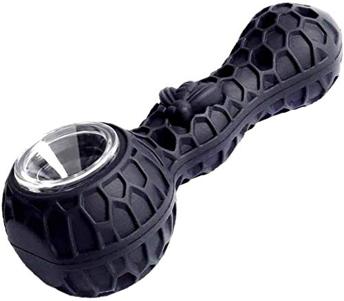 Silicone Straw Pipe with Clean Cover and Decorative Bowl Inside (Black)