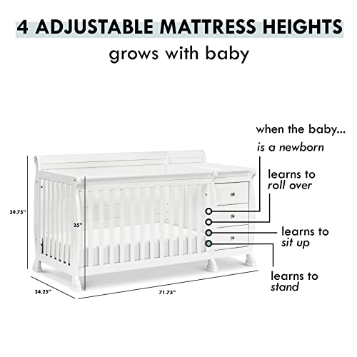Davinci Kalani 4-In-1 Convertible Crib And Changer Combo In White #TOP4