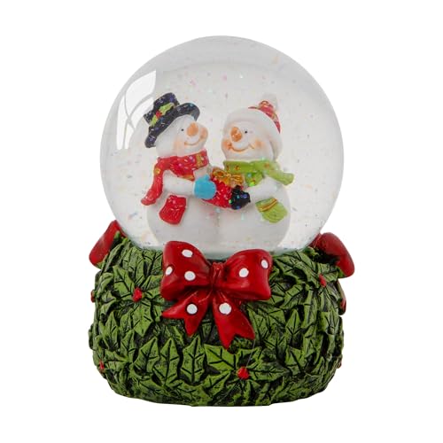 Celebright Christmas Musical Snow Globe - Plays 8 Songs Including Jingle Bells & Lights Up With Changing LED Colours - Large 14cm (Mr & Mrs Snowman)