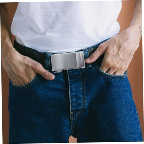 GALPADA Men's Automatic Alloy Belt Buckle Durable Easy-adjust for Business Professionals Fits Various Strap Colors Silver4