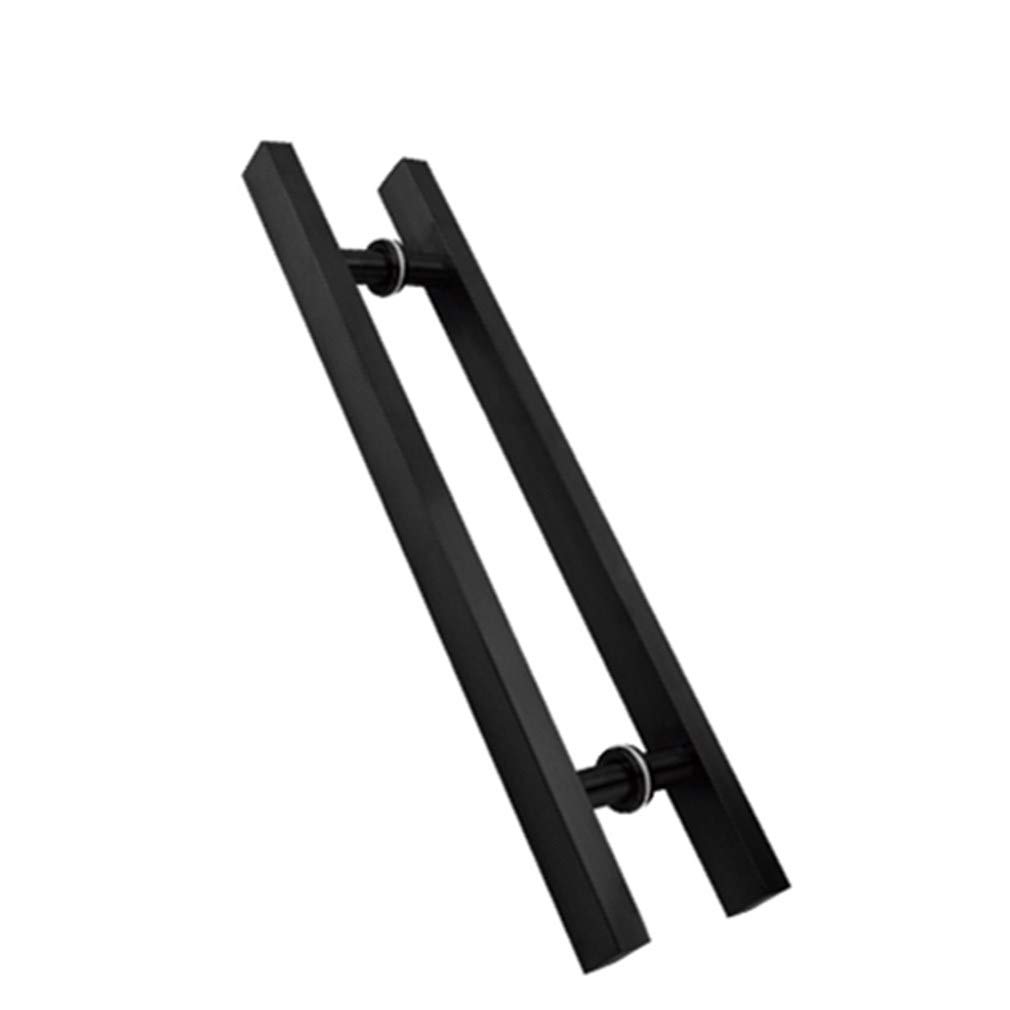 GYRAZXS Stainless Steel Square Glass Door Handle Set for Hotel Home Club Office Store Black 700mm Center Hole Double Sided Bar Handle Brushed Finish