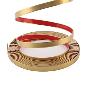 Matte Gold Peel and Stick Wall & Molding Trim, Flexible DIY Strip for Mirror, Floor, Cabinet, Ceiling, Tile Edge (16.4 ft x 0.4 inch)