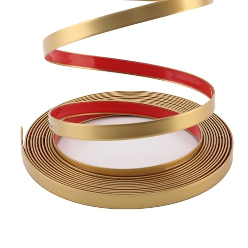 Matte Gold Peel and Stick Wall & Molding Trim, Flexible DIY Strip for Mirror, Floor, Cabinet, Ceiling, Tile Edge (16.4 ft x 0.4 inch)