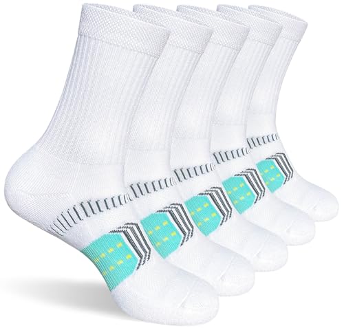 suaskk Womens Cushioned Breathable Athletic Running Crew Socks 5 Pairs