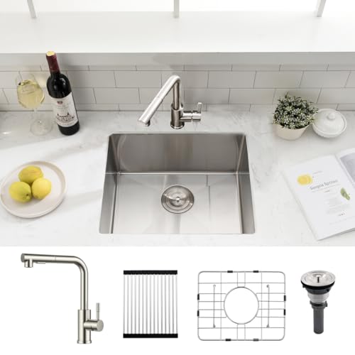 SZBAQTM 20" Stainless Steel Undermount Kitchen Sink & Faucet