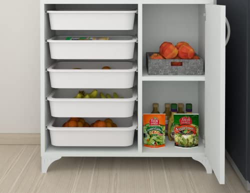 Comfyt Toy Storage Closet Organizer And Storage Bins Dresser Drawer Bathroom Office Kitchen Pantry Organizer Garage Organization Shoe Cabinet Rack Bookshelf Chest Shelves (White 5 Bins With Door #TOP6